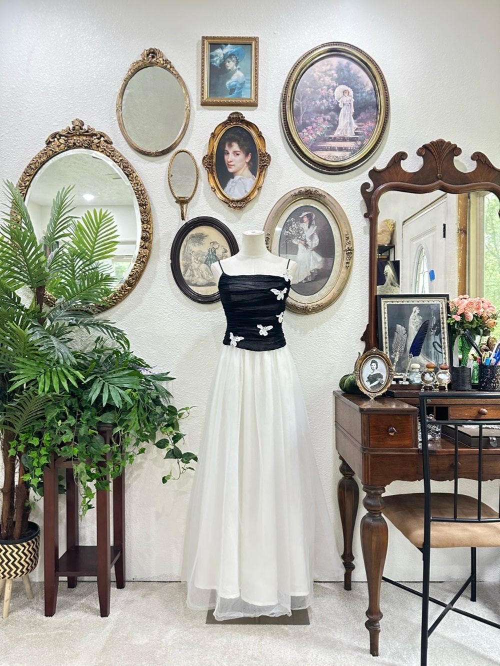 Roberta Bridal Black Bodice with White A-Line Prom Dress